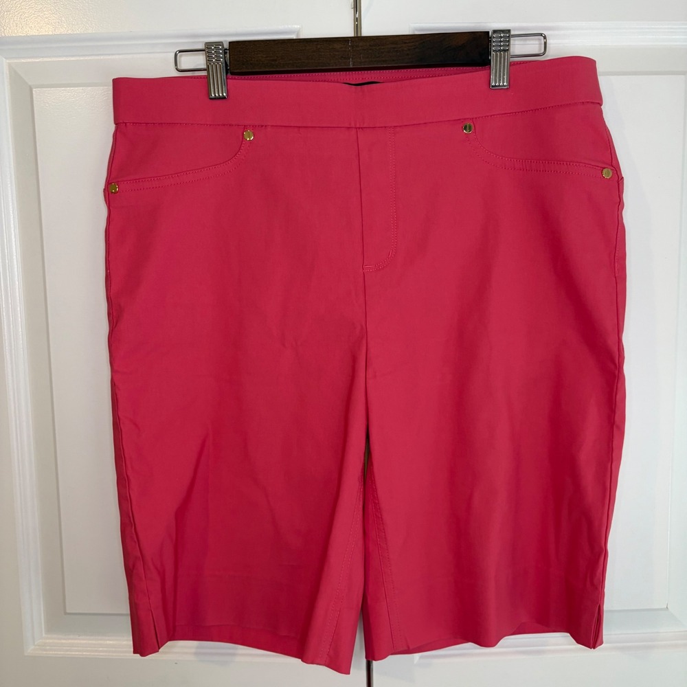 Jones New York Signature Pink Pull On Elastic Waistband Shorts Women's Large